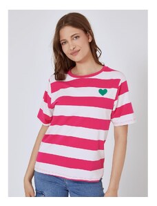 Celestino Ριγέ t-shirt με καρδιά φουξια για Γυναίκα