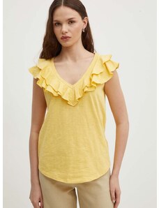 Βαμβακερό μπλουζάκι Lauren Ralph Lauren γυναικεία, χρώμα: κίτρινο