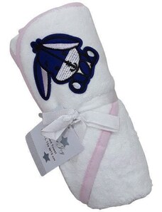 Μπουρνουζοπετσέτα με Κουκούλα 75x75cm Beboulino Blue Rabbit White Pink Fr 70203551108