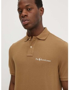 Βαμβακερό μπλουζάκι πόλο Polo Ralph Lauren χρώμα: καφέ, 710950131001