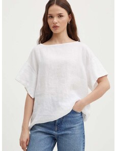 Λευκή μπλούζα Sisley χρώμα: άσπρο