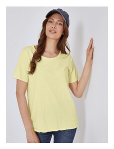 Celestino T-shirt με αφινίριστη λαιμόκοψη κιτρινο για Γυναίκα