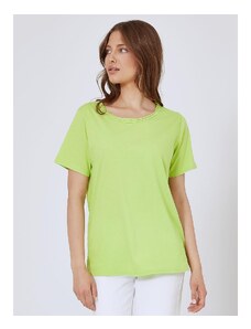 Celestino T-shirt με αφινίριστη λαιμόκοψη πρασινο ανοιχτο για Γυναίκα