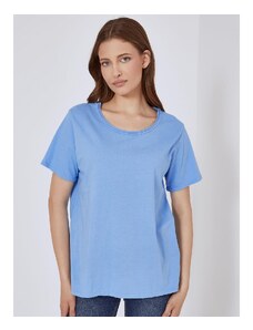 Celestino T-shirt με αφινίριστη λαιμόκοψη σιελ για Γυναίκα