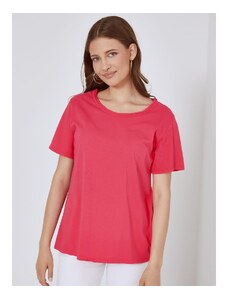 Celestino T-shirt με αφινίριστη λαιμόκοψη φουξια για Γυναίκα