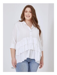 Celestino Ασύμμετρη μπλούζα με βολάν λευκο για Γυναίκα