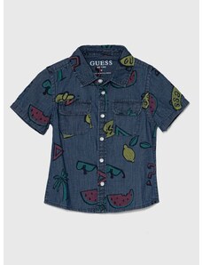Παιδικό τζιν πουκάμισο Guess χρώμα: ναυτικό μπλε