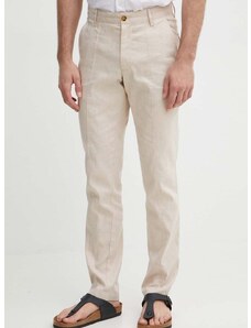 Λινό παντελόνι Michael Kors χρώμα: μπεζ
