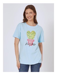 Celestino T-shirt κάκτος με καρδιές γαλαζιο για Γυναίκα
