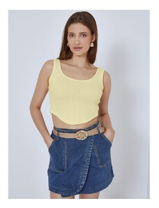 Celestino Κοντή μπλούζα με ασύμμετρο τελείωμα κιτρινο ανοιχτο για Γυναίκα