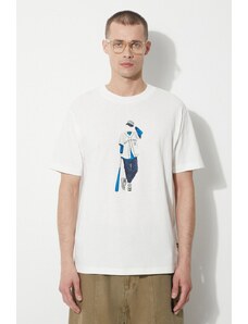 Βαμβακερό μπλουζάκι New Balance ανδρικό, χρώμα: μπεζ, MT41577SST