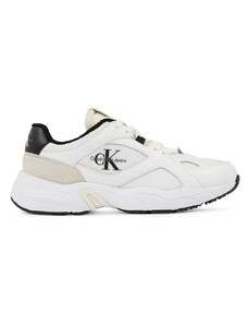 CALVIN KLEIN Sneakers Retro Runner Lace Up Lth Mix W YW0YW01618 01W bright white/black