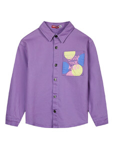 Παιδικό μπουφάν τύπου πουκάμισο με τύπωμα στην τσέπη για κορίτσι