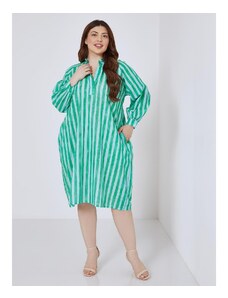 Celestino Oversized βαμβακερό ριγέ φόρεμα πρασινο για Γυναίκα