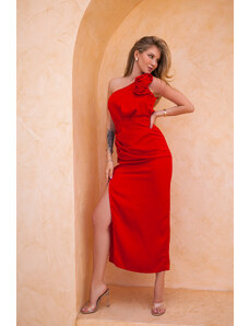 Joy Fashion House Marilla μάξι φόρεμα με όψη σατέν κόκκινο