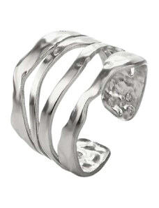 Charmy Ατσάλινο δαχτυλίδι πολύσειρο χρώμα ασημί one size (R1370)