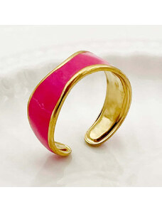 Charmy Ατσάλινο δαχτυλίδι με ροζ σμάλτο one size (R1371)