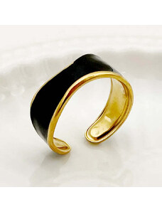 Charmy Ατσάλινο δαχτυλίδι με μαύρο σμάλτο one size (R1380)