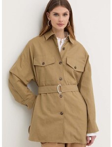 Παλτό με μείγμα λινών Weekend Max Mara χρώμα: μπεζ, 2415041082600