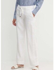 Λινό παντελόνι Lauren Ralph Lauren χρώμα: άσπρο, 200735138