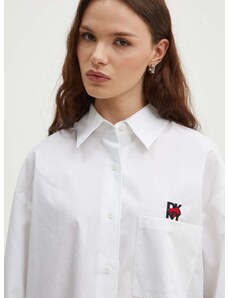 Βαμβακερό πουκάμισο DKNY HEART OF NY χρώμα: άσπρο, D2B4A103
