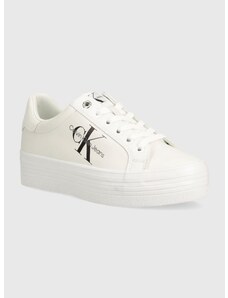 Αθλητικά Calvin Klein Jeans VULC FLATFORM LACEUP χρώμα: άσπρο, YW0YW00847
