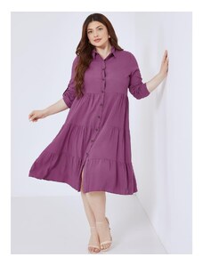 Celestino Midi βαμβακερό φόρεμα με κουμπιά μωβ για Γυναίκα