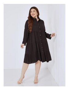 Celestino Midi βαμβακερό φόρεμα με κουμπιά μαυρο για Γυναίκα