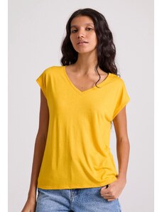 FUNKY BUDDHA Γυναικείο μονόχρωμο t-shirt από βισκόζη
