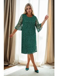 E2654 Dewberry Spanish Sleeve Plus Size Evening Dress-GREEN