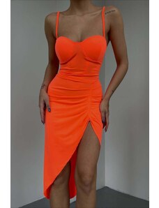 Joy Fashion House Sunset μίντι φόρεμα πορτοκαλί φλούο