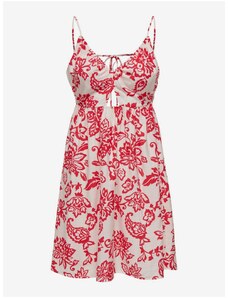Red and White Women's Floral Dress ONLY Kiera - Women