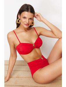 Trendyol Red*003 Plain Strapless Bikini Tops with Straps