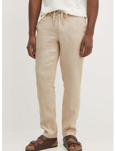 Λινό παντελόνι Gant χρώμα: μπεζ