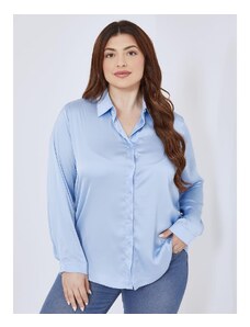 Celestino Σατέν μονόχρωμο πουκάμισο γαλαζιο για Γυναίκα