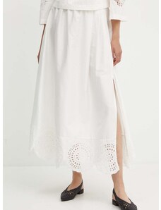 Βαμβακερή φούστα Sisley χρώμα: άσπρο