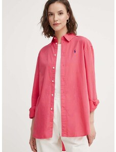 Βαμβακερό πουκάμισο Polo Ralph Lauren χρώμα: κόκκινο