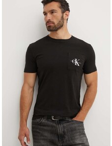 Βαμβακερό μπλουζάκι Calvin Klein Jeans ανδρικό, χρώμα: μαύρο, J30J320936