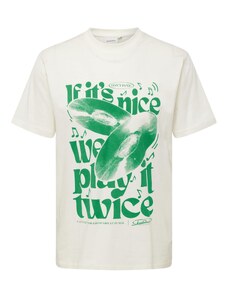 DEDICATED. Μπλουζάκι 'Play It Twice' πράσινο / offwhite