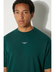 Βαμβακερό μπλουζάκι Drôle de Monsieur Le T-Shirt Slogan Classique ανδρικό, χρώμα: πράσινο, PERM-TS202-CO002-DGN