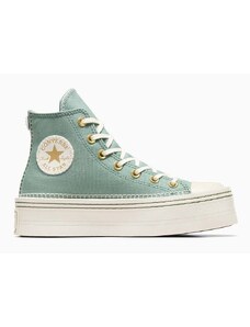 Πάνινα παπούτσια Converse Chuck Taylor All Star Modern Lift χρώμα: πράσινο, A07547C