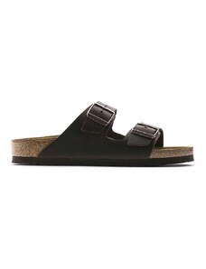 Δερμάτινες παντόφλες Birkenstock Arizona γυναικείες, χρώμα: καφέ, 52533