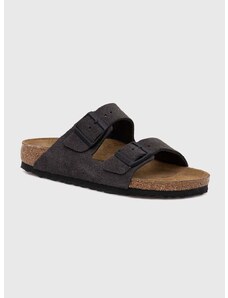 Παντόφλες σουέτ Birkenstock Arizona γυναικείες, χρώμα: γκρι, 1028592