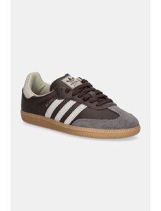 Δερμάτινα αθλητικά παπούτσια adidas Originals Samba OG χρώμα: καφέ, ID1481