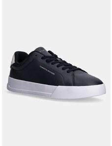 Δερμάτινα αθλητικά παπούτσια Tommy Hilfiger TH COURT LTH DETAIL ESS χρώμα: ναυτικό μπλε, FM0FM05367