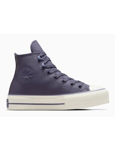 Δερμάτινα ελαφριά παπούτσια Converse Chuck Taylor All Star Lift χρώμα: μοβ, A11159C