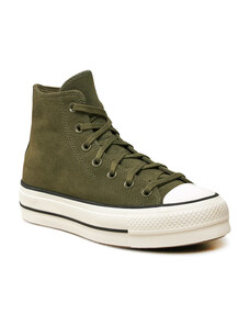 Converse Chuck Taylor All Star Lift Hi Utility/Egret/Black Γυναικεία Δερμάτινα Μποτάκια Λαδί (A11144C)