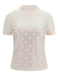 GUESS T-Shirt Ss Mock Neck All Over Logo W5RI15J1314 g9l9 muted stone