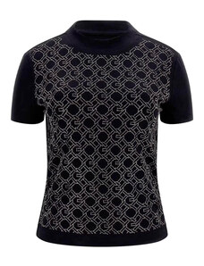 GUESS T-Shirt Ss Mock Neck All Over Logo W5RI15J1314 jblk jet black a996