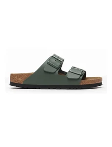 Δερμάτινες παντόφλες Birkenstock Arizona γυναικείες, χρώμα: πράσινο, 1029107